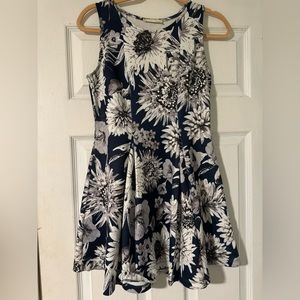 Blue and silver Floral skater dress